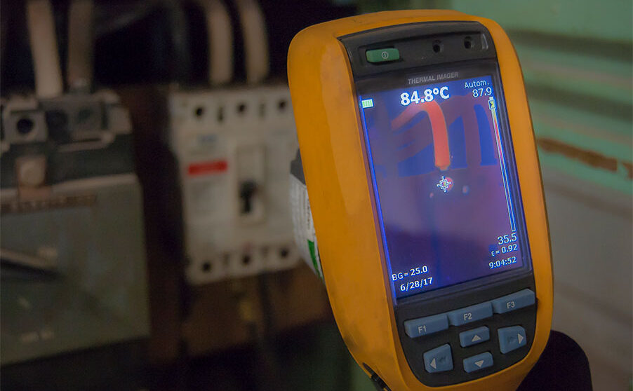 Imageur thermique portatif utilisé par les électriciens